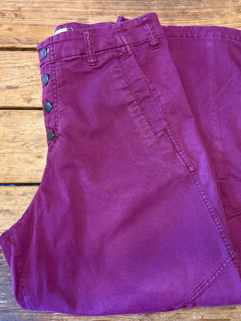 Pilcro Barrel Pant, button front, buckle back, purple, size 29 - Picture 6 of 9